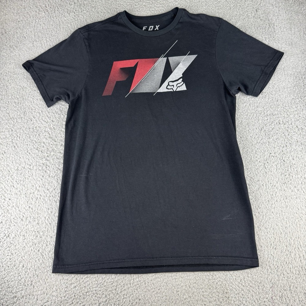 Fox Facing Mens Medium Short Sleeve T Shirt Standard Fit Black Y2k Logo